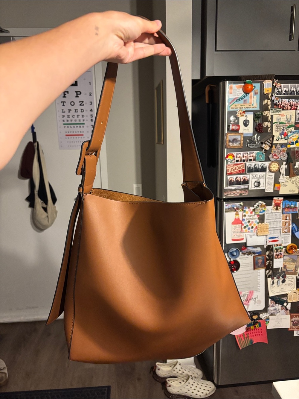 Tan Leather Shoulder Bag - Structured Hobo Tote
